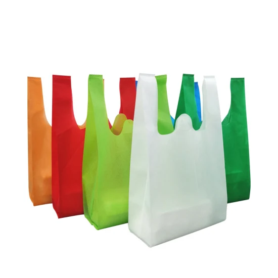 Custom Foldable Reusable Biodegradable Vest Shopping Bag Non Woven T Shirt Bag