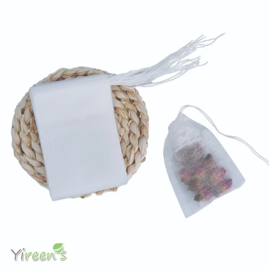 Compostable Ultrasonic PLA Non Woven Fabric Drawstrings Coffee Filter Tea Bags 100 X 120mm